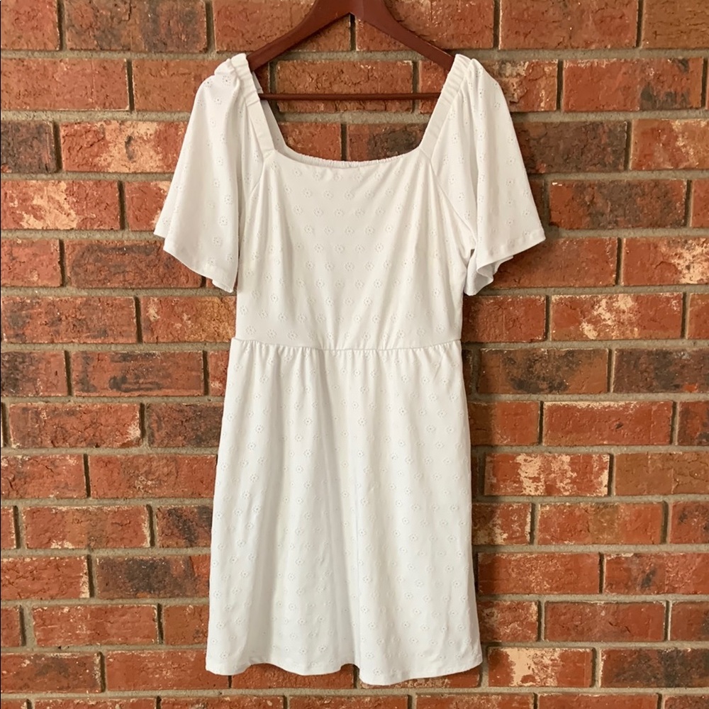 Market & Spruce White Eyelet Square Neck Dress